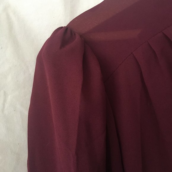 VINTAGE Sheer merlot colour high-neck dress - Picture 3 of 7